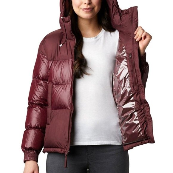COLUMBIA Pike Lake II Insulated Puffer Jacket Burgundy sz L Women's - Picture 2 of 11